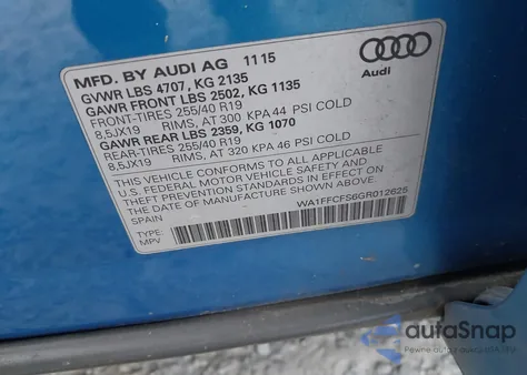 2016 Audi Q3 2.0T Premium Plus from USA, damaged, VIN WA1FFCFS6GR012625